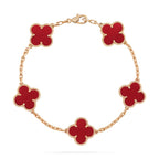 GlowCLOVER 5 MOTIFS RED AGATE  BRACELET