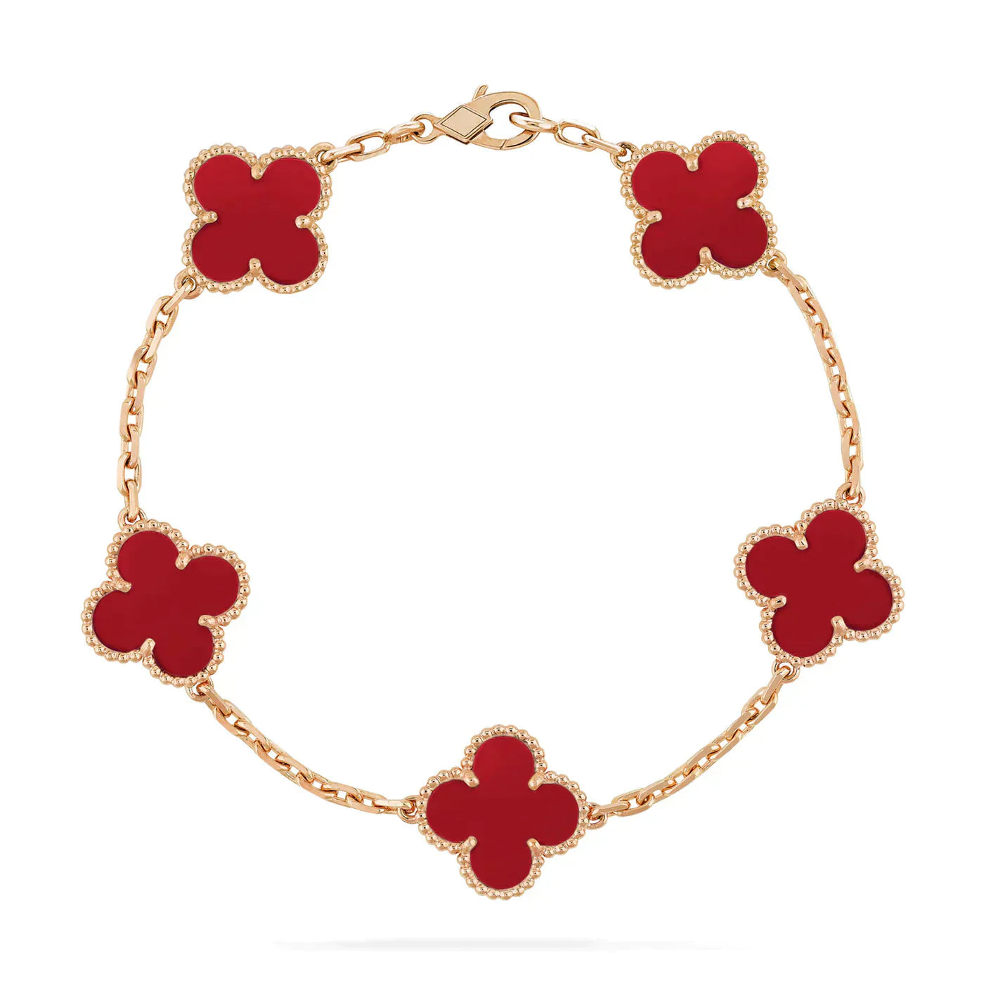 GlowCLOVER 5 MOTIFS RED AGATE  BRACELET