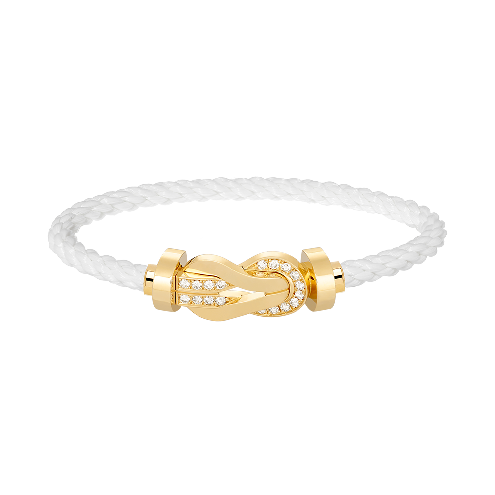 GlowCHANCE LARGE 8 FIGURE BUCKLE HALF DIAMOND BRACELET GOLD