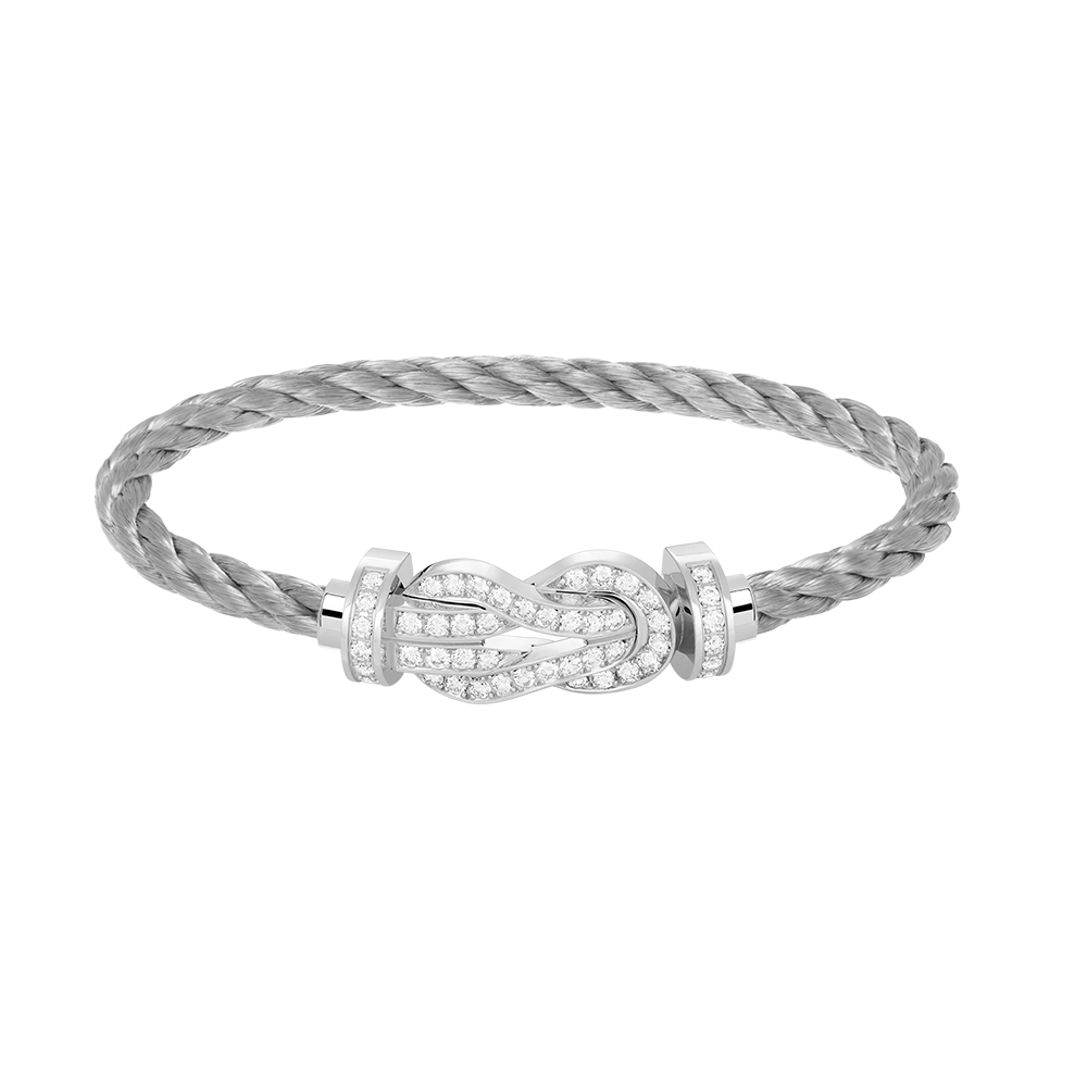 GlowCHANCE LARGE 8 FIGURE BUCKLE FULL DIAMOND BRACELET SILVER
