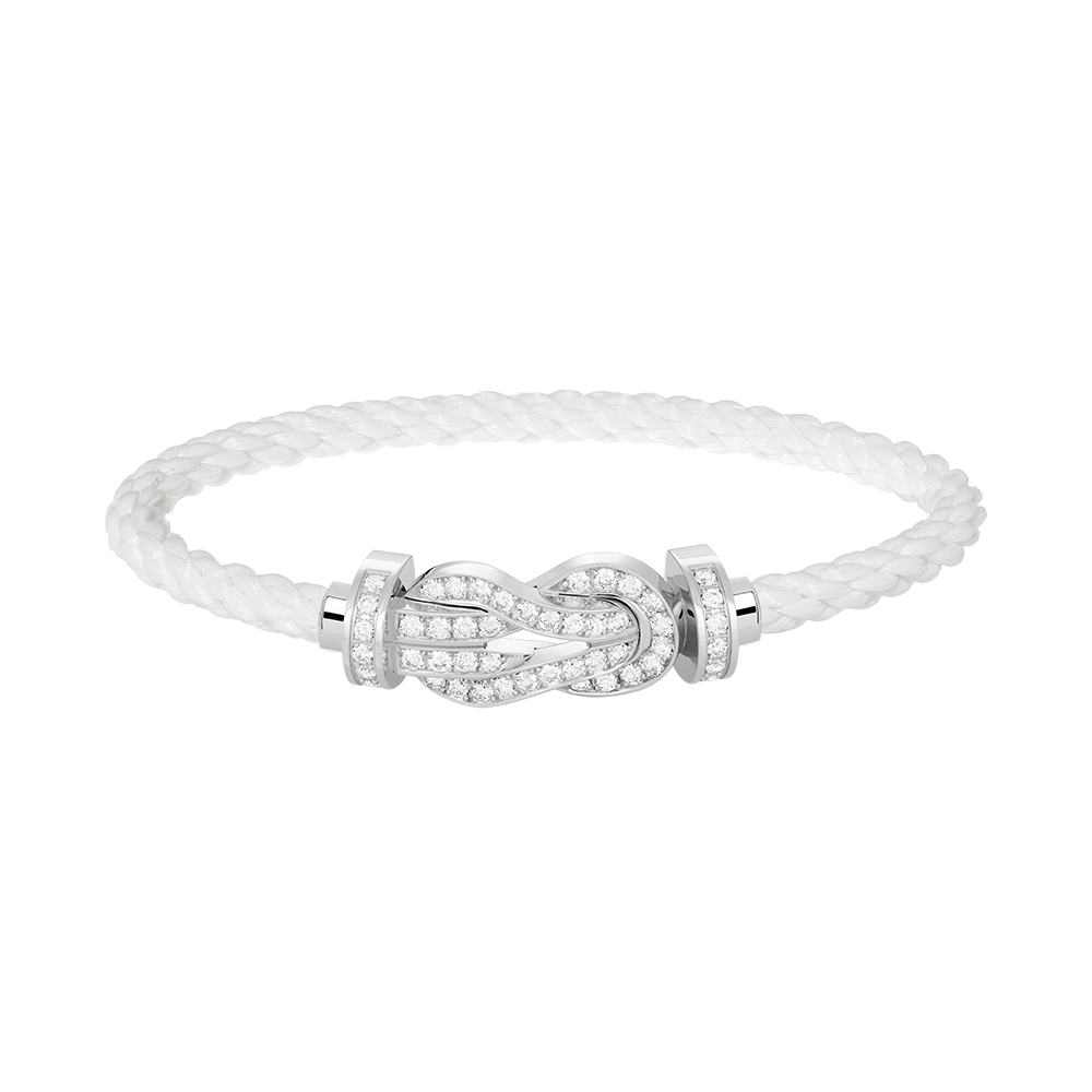 GlowCHANCE LARGE 8 FIGURE BUCKLE FULL DIAMOND BRACELET SILVER