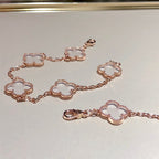 GlowCLOVER 5 MOTIF ROCK CRYSTAL PINK GOLD BRACELET