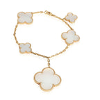 GlowMAGIC CLOVER MOP GOLD BRACELET 5 MOTIFS