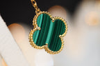 GlowCLOVER EARRINGS GOLD MALACHITE DIAMOND 3 MOTIF