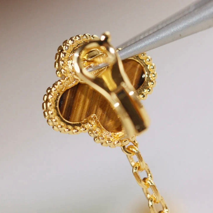 GlowCLOVER  2 MOTIF  TIGER EYE CARNELIAN EARRINGS