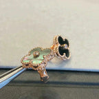 GlowCLOVER MEDIUM 1 MOTIFS GRAY MOP  DIAMOND EARRINGS