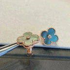 GlowCLOVER MEDIUM 1 MOTIFS GRAY MOP  DIAMOND EARRINGS