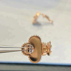 GlowCLOVER MEDIUM 1 MOTIFS GRAY MOP  DIAMOND EARRINGS