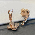 GlowCLOVER MEDIUM 1 MOTIFS GRAY MOP  DIAMOND EARRINGS