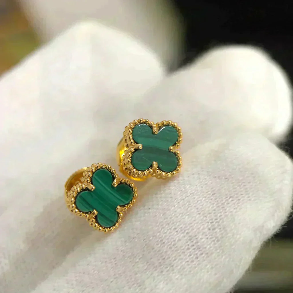 GlowCLOVER MINI 9.5MM MALACHITE  EARRINGS