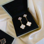 GlowCLOVER 2 MOTIF WHITE MOP EARRINGS
