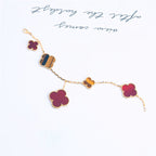 GlowCLOVER BRACELET 5 MOTIFS CARNELIAN TIGER EYE