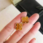 GlowCLOVER MEDIUM 1 MOTIFS TIGER EYE EARRINGS