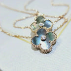 GlowCLOVER 15MM DIAMOND AND MOTHER-OF-GREY NECKLACE