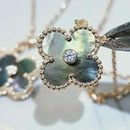 GlowCLOVER 15MM DIAMOND AND MOTHER-OF-GREY NECKLACE