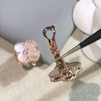 GlowCLOVER MEDIUM 1 MOTIFS  PINK MOP DIAMOND EARRINGS