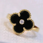 GlowCLOVER ONYX RING GOLD DIAMOND