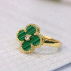 GlowCLOVER MALACHITE RING GOLD DIAMOND