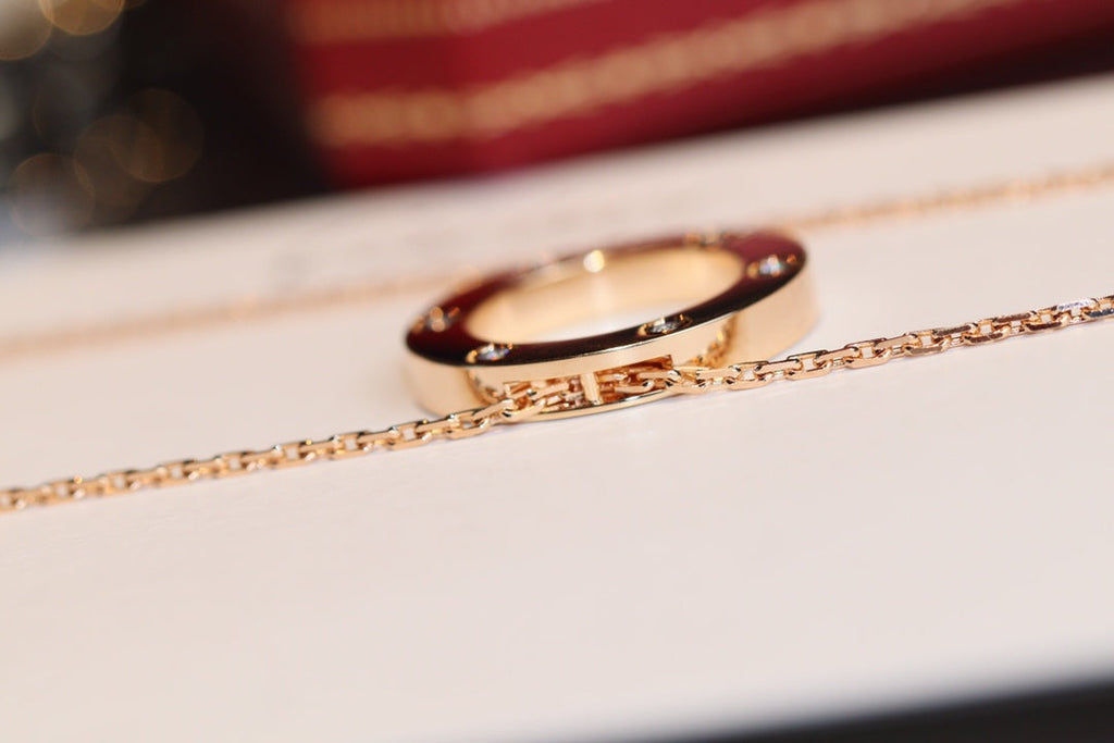 GlowLOVE NECKLACE 16MM 6 DIAMONDS PINK GOLD