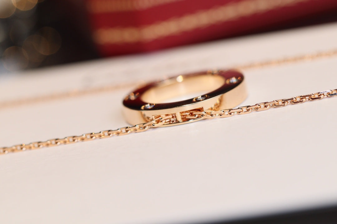 GlowLOVE NECKLACE 16MM 6 DIAMONDS PINK GOLD