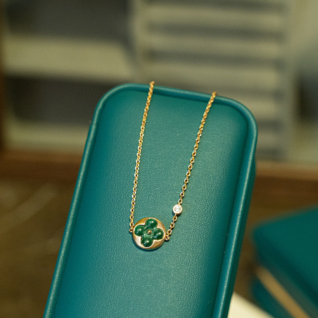 GlowSUN MALACHITE 1 DIAMOND PINK GOLD BRACELET