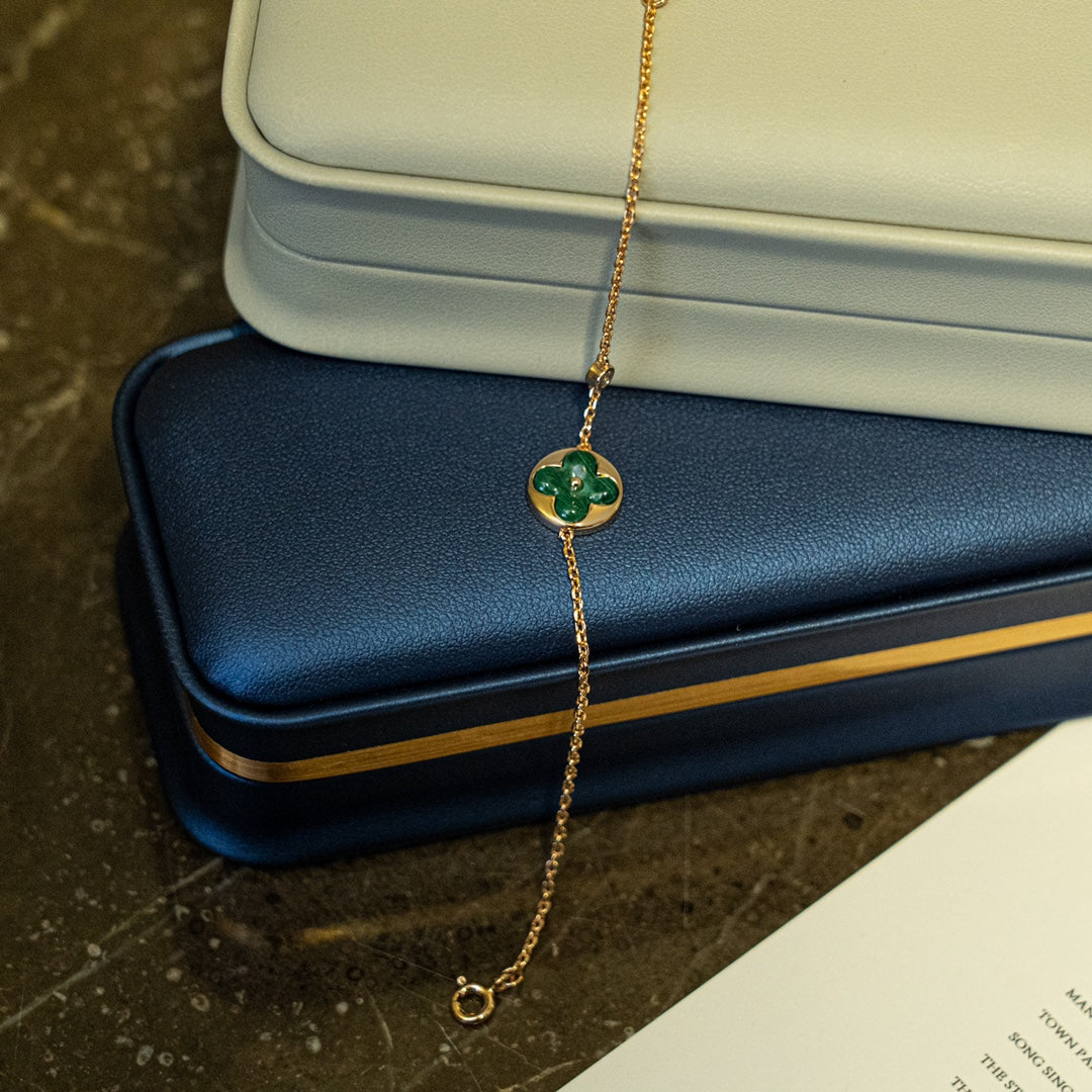 GlowSUN MALACHITE 1 DIAMOND PINK GOLD BRACELET