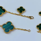 GlowMAGIC CLOVER MALACHITE GOLD BRACELET 5 MOTIFS