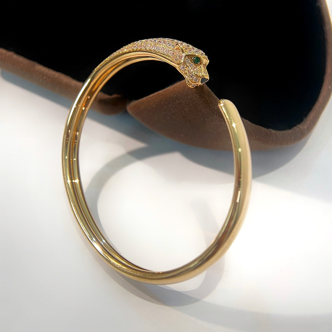 GlowPANTHERE GOLD DIAMOND OPEN BRACELET