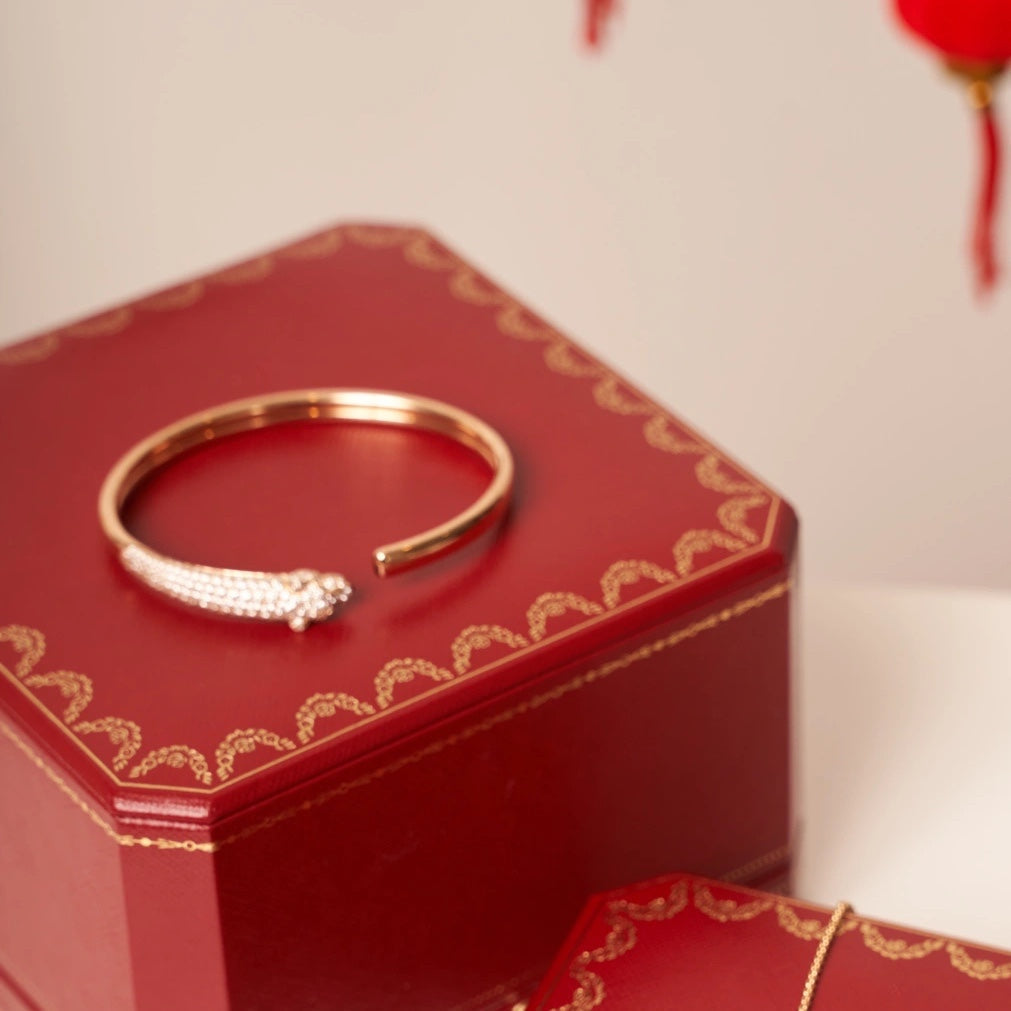 GlowPANTHERE ROSE GOLD DIAMOND OPEN BRACELET