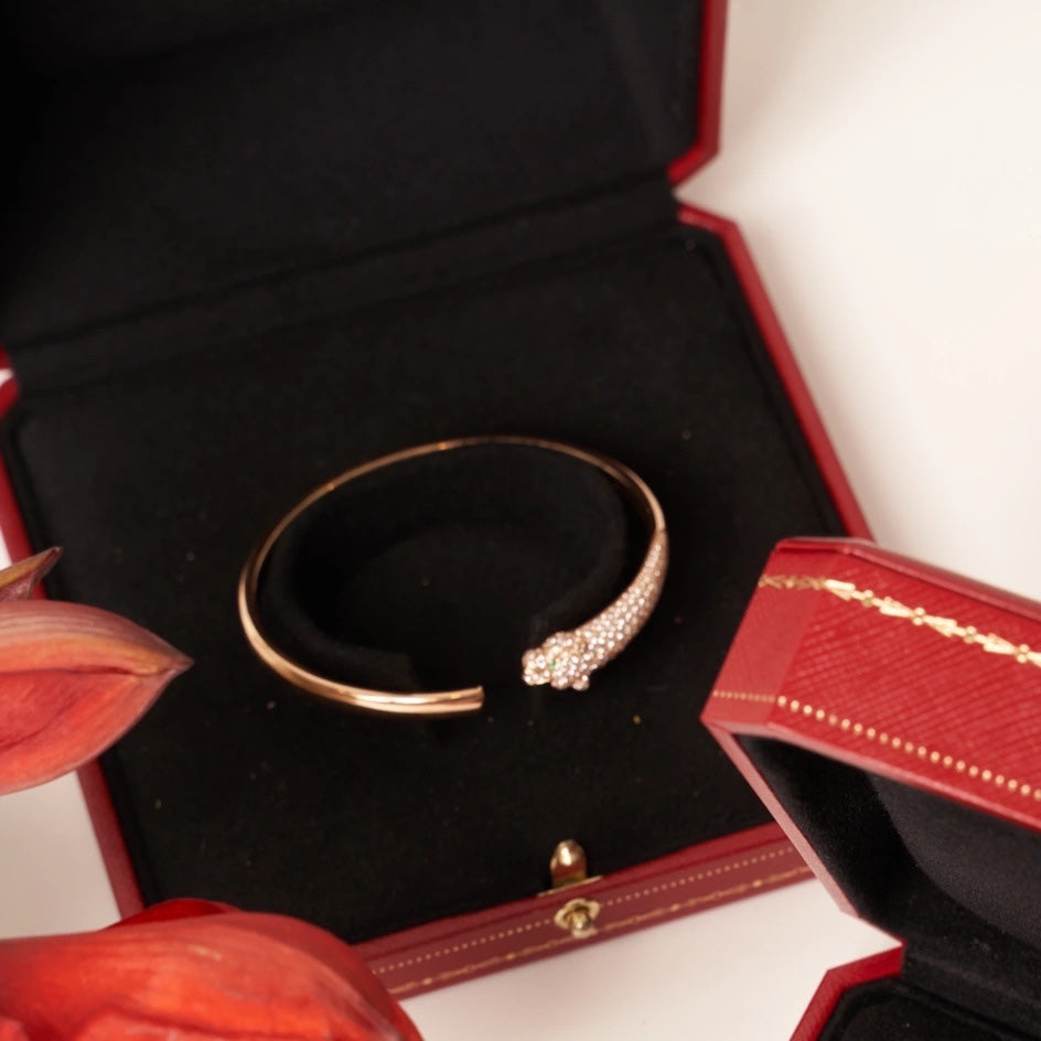 GlowPANTHERE ROSE GOLD DIAMOND OPEN BRACELET