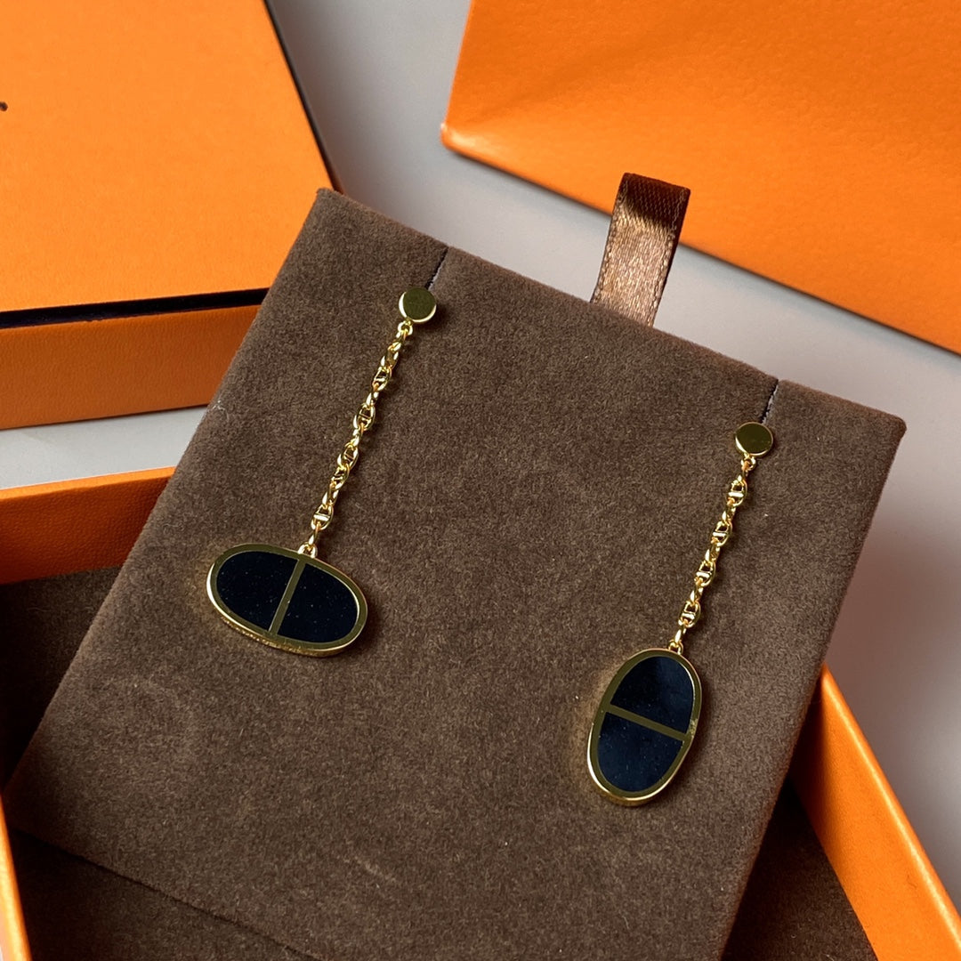 GlowCHAINE VERSO BLACK CERAMIC EARRINGS