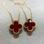GlowCLOVER 15MM CARNELIAN SINGLE FLOWER NECKLACE