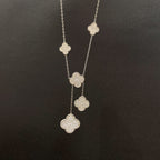 GlowCLOVER 5 MOTIFS SILVER DIAMONDS NECKLACE