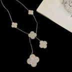 GlowCLOVER 5 MOTIFS SILVER DIAMONDS NECKLACE