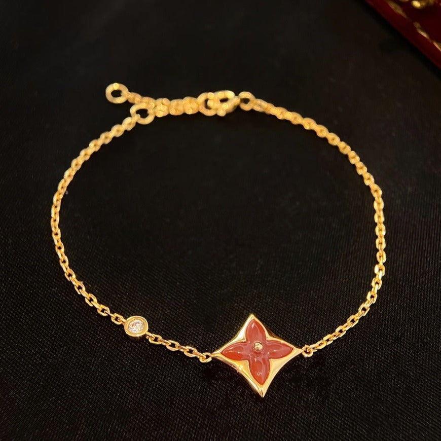 GlowCOLOR STAR CARNELIAN PINK GOLD DIAMOND BRACELET