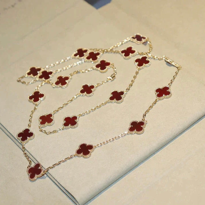 GlowCLOVER 20 MOTIFS CARNELIAN NECKLACE