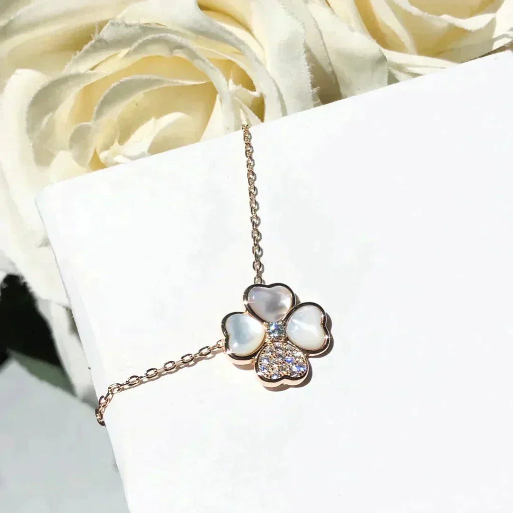 GlowCLOVER MOP DIAMOND ROSE GOLD NECKLACE