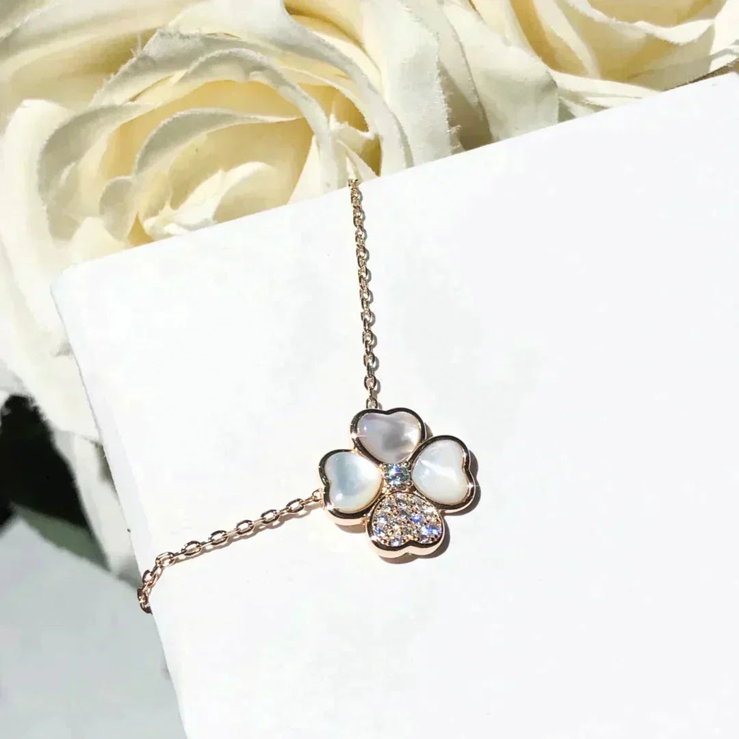 GlowCLOVER MOP DIAMOND ROSE GOLD NECKLACE
