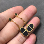 GlowCHAINE VERSO BLACK CERAMIC SILVER EARRINGS