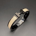 GlowH BRACELET 12MM BLACK BEIGE CERAMIC