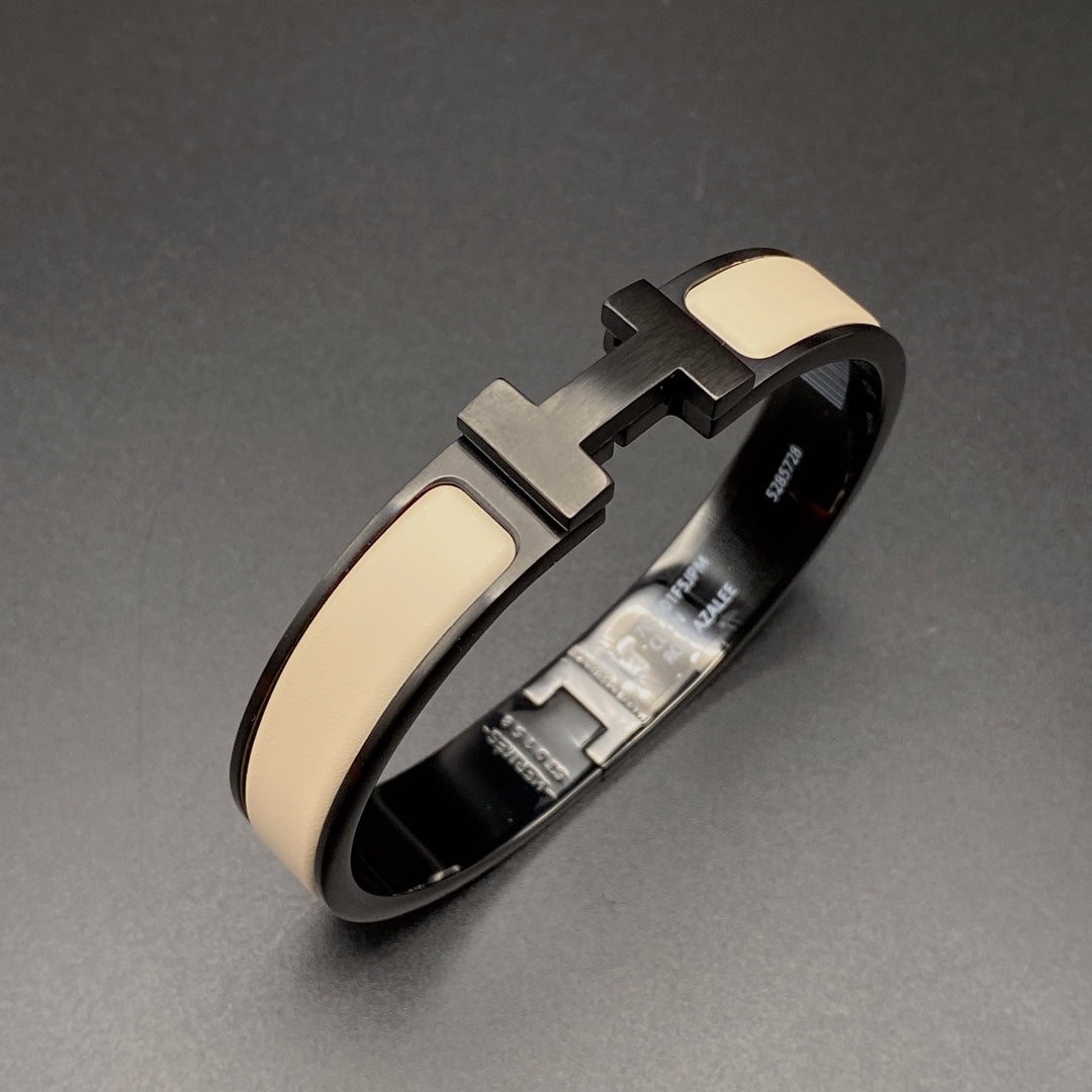 GlowH BRACELET 12MM BLACK BEIGE CERAMIC