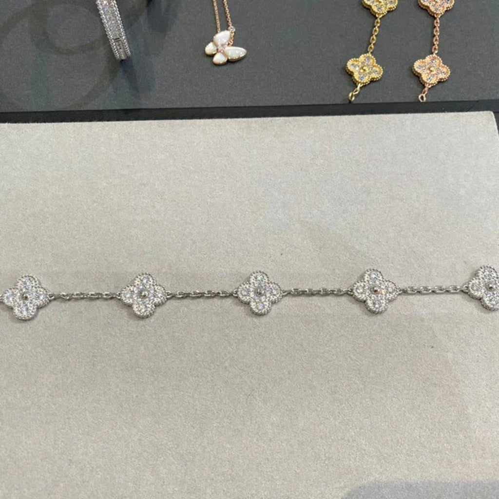 GlowCLOVER 5 MOTIFS  DIAMOND BRACELET SILVER