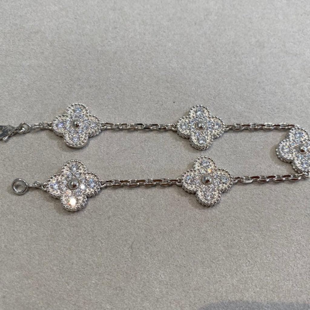 GlowCLOVER 5 MOTIFS  DIAMOND BRACELET SILVER