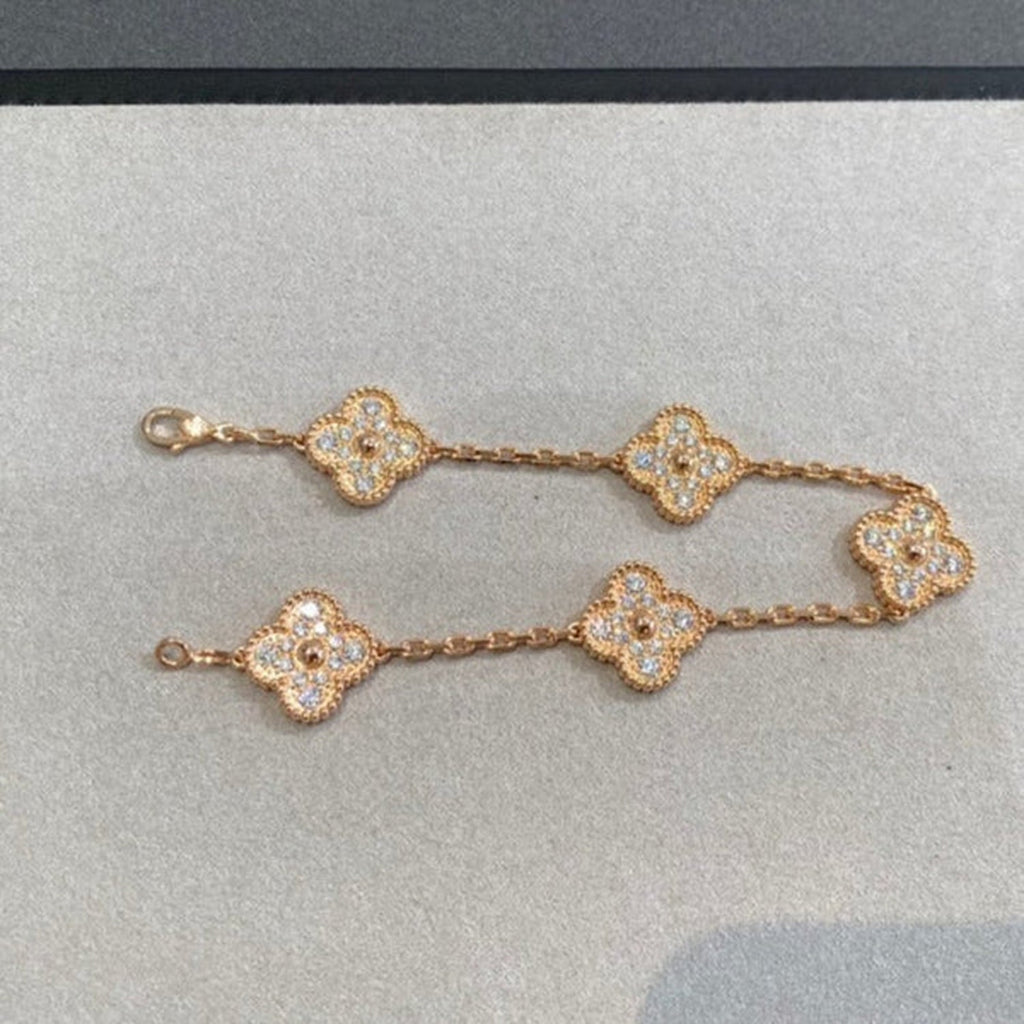 GlowCLOVER 5 MOTIFS  FULL DIAMOND BRACELET