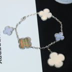 GlowCLOVER BRACELET 5 MOTIFS MOP CHALCEDONY SILVER