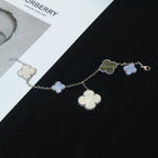 GlowCLOVER BRACELET 5 MOTIFS MOP CHALCEDONY SILVER