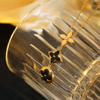 GlowSTAR AND SUN ONYX PINK GOLD NECKLACE