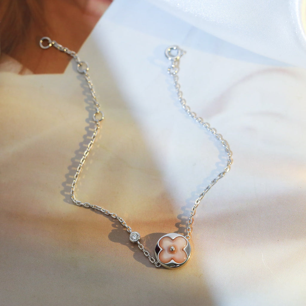 GlowSUN MOTIF PINK MOP SILVER BRACELET