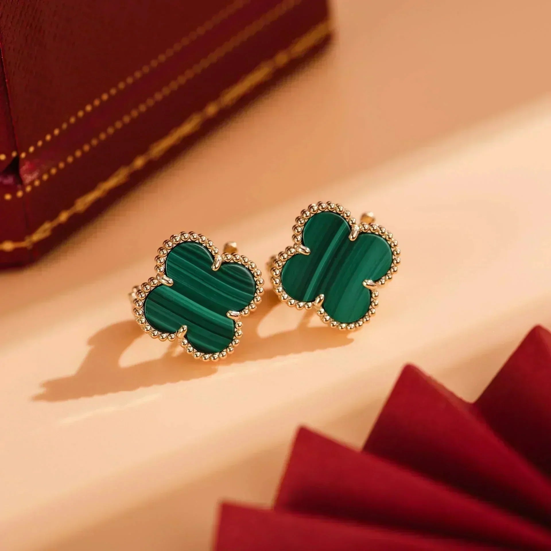 GlowCLOVER MEDIUM 1 MOTIFS MALACHITE  EARRINGS