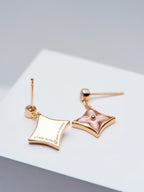 GlowDOUBLE STAR PINK GOLD MOP DROP EARRINGS